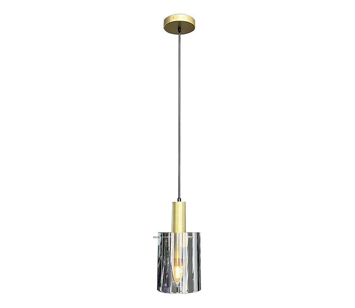 Żyrandol na lince ARCADIA 1xE27/60W/230V śr. 13 cm złoty/dymny
