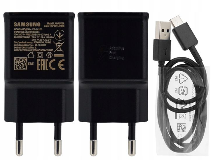 EP-TA200EBE + EP-DR140ABE Samsung 15W Travel Charger + USB-C Data Cable Black (OOB Bulk)