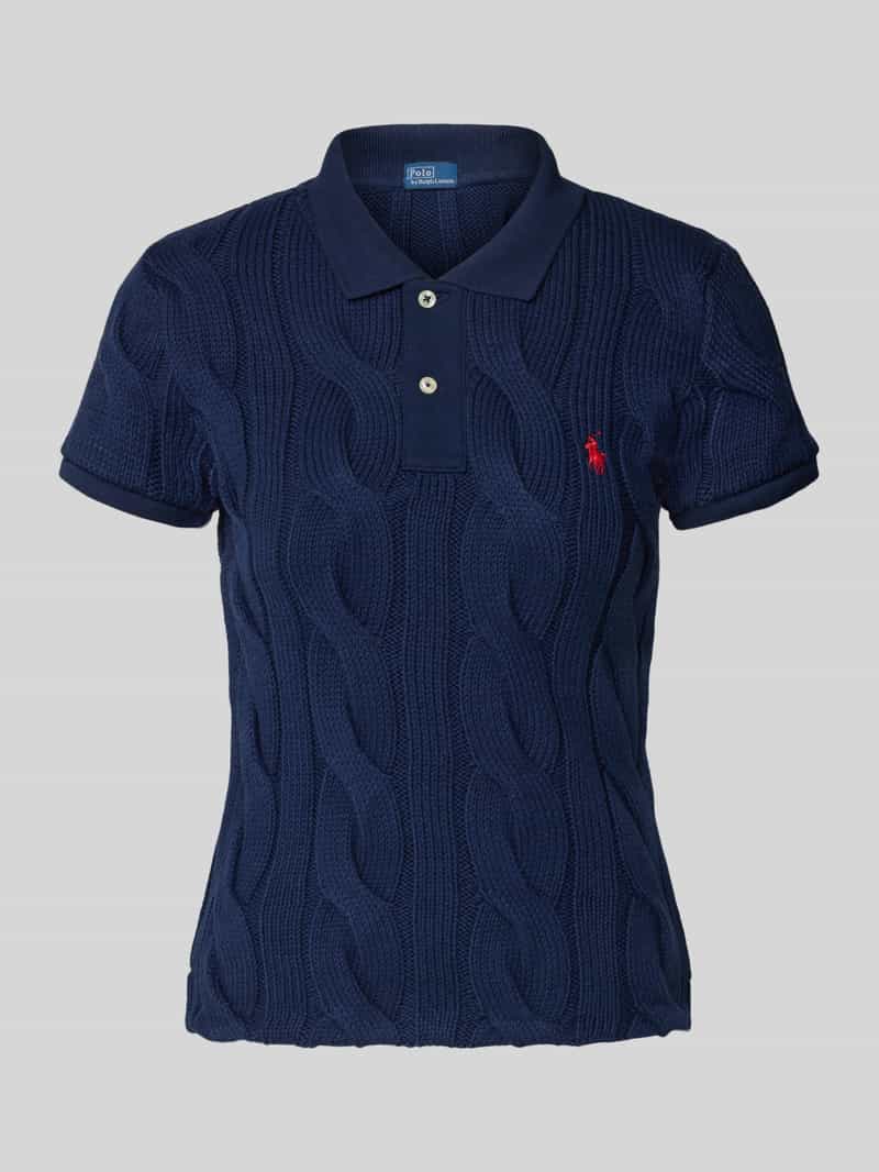 Koszulka polo o kroju regular fit ze ściegiem warkoczowym i wyhaftowanym logo
