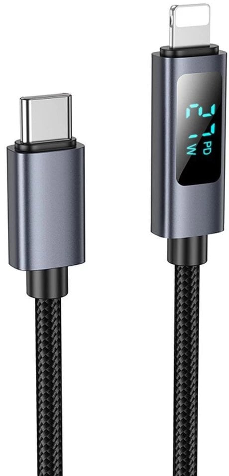 Kabel USB C do Lightning Hoco PD 27W z wyświetlaczem 1 m X112 czarny