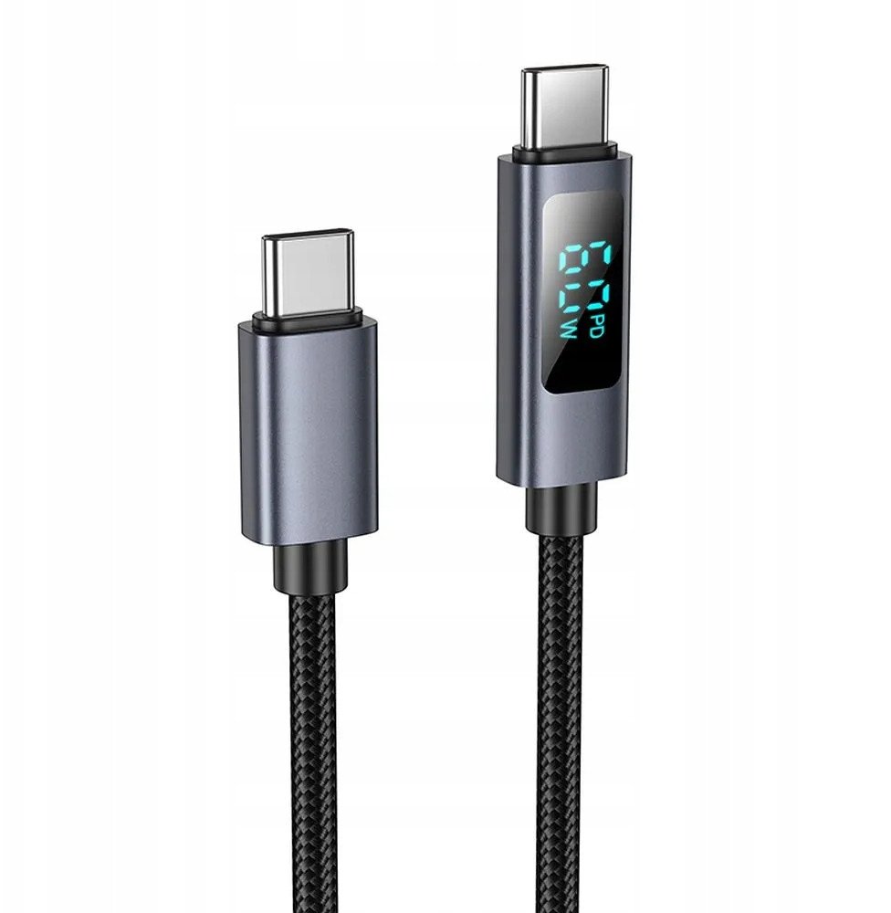 HOCO kabel Typ C do Typ C z wyświetlaczem 3A 60W X112 1 m czarny
