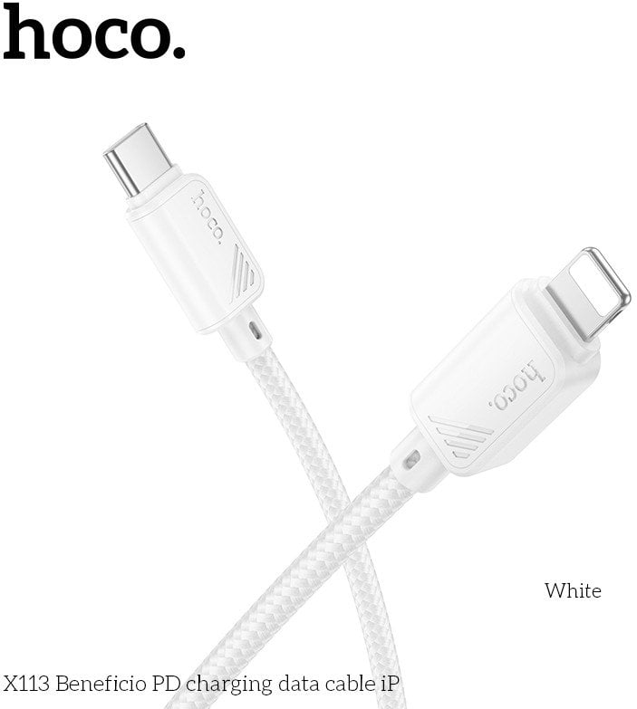 Kabel USB C do Lightning Hoco PD 27W X113 1 m biały