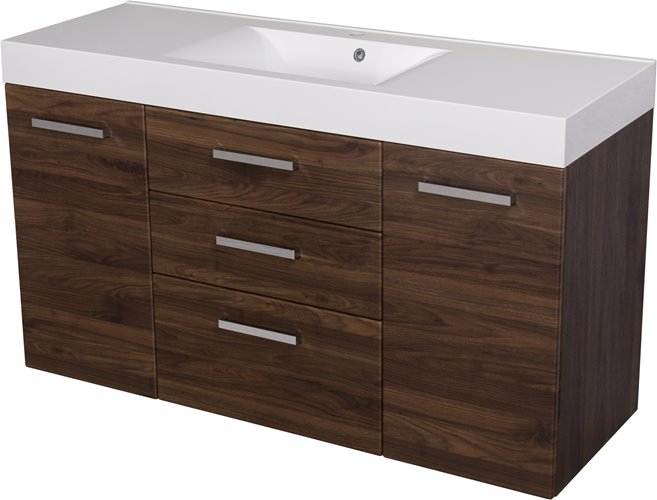 Szafka łazienkowa wisząca z umywalką 140 cm 50/3 Nela Fokus kolor orzech