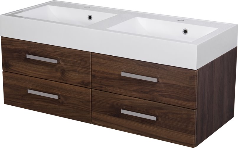 Szafka łazienkowa wisząca z umywalką 120 cm 50/4 UFKS Fokus kolor orzech