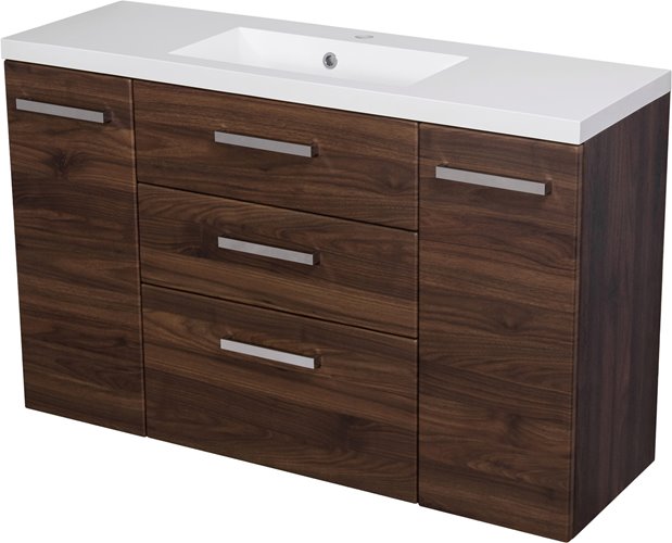 Szafka łazienkowa wisząca z umywalką 120 cm 39/3 Fokus kolor orzech