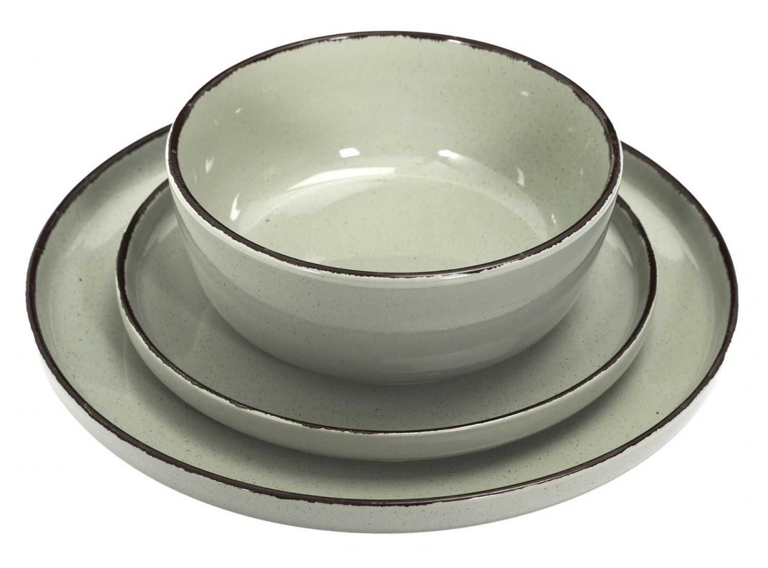 Zestaw obiadowy AZURE zielony z kamionki 12 el