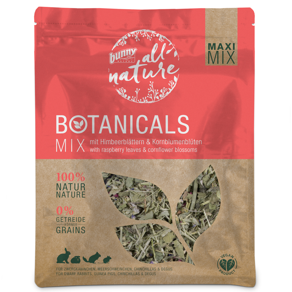 Bunny All Nature Botanicals Maxi Mix, liście malin i kwiaty chabru - 400 g