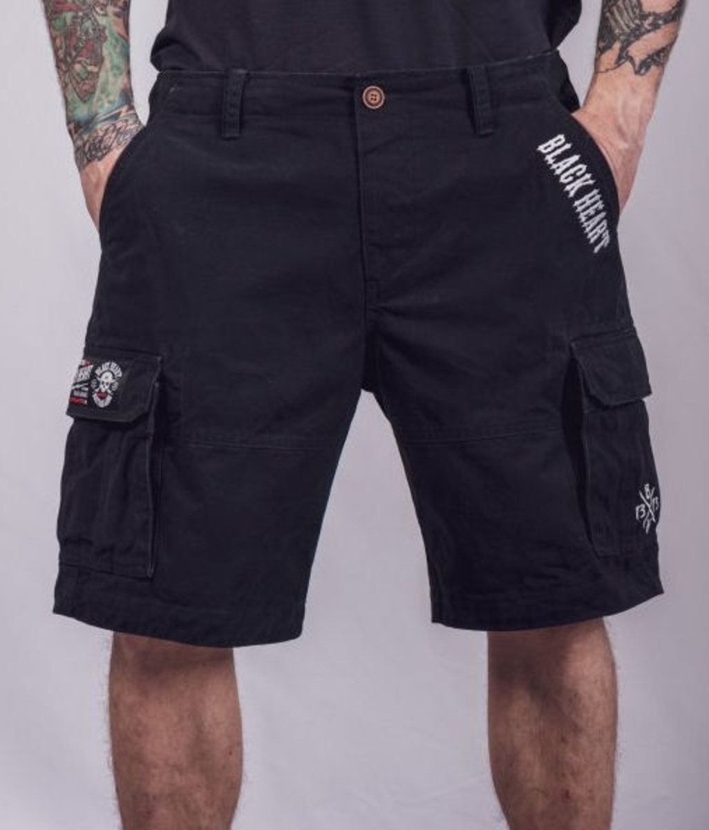 spodnie bojówki krótkie BLACK HEART - CARGO BROOKS black-XXL