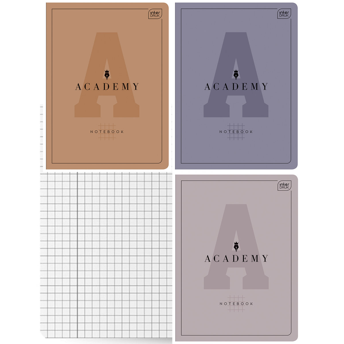 3X ZESZYT A4, 60 KARTEK, KRATKA Z MARGINESEM, INTERDRUK ACADEMY
