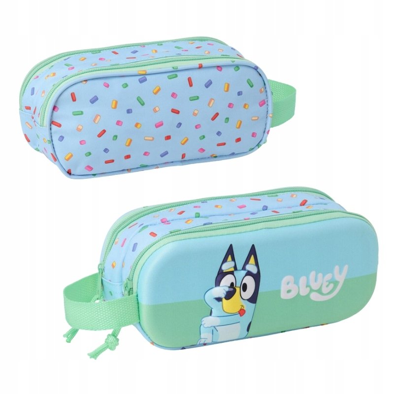 SAFTA MAŁY RÓŻOWY PIÓRNIK SASZETKA TUBA DWUKOMOROWY BLUEY 3D
