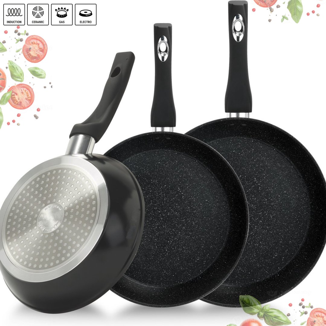 Zestaw Patelni Tradycyjnych Royaltyline 20/24/28 Cm, Marmurowych