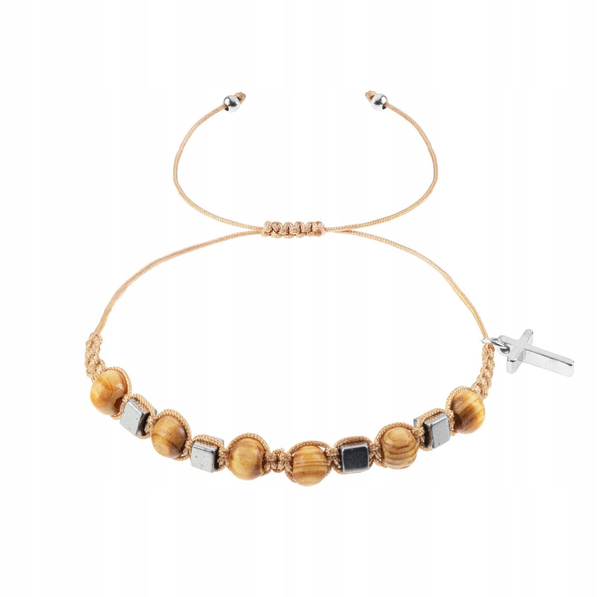 Bransoletka drewniana drzewo SOSNA elegancja hematyt na nadgarstek 10-tka