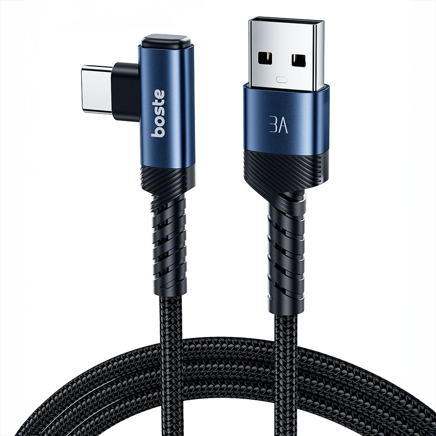 Boste Przewód Kątowy Kabel Usb-A Usb-C Typ C 3A Quick Charge 3.0 Mocny 2M