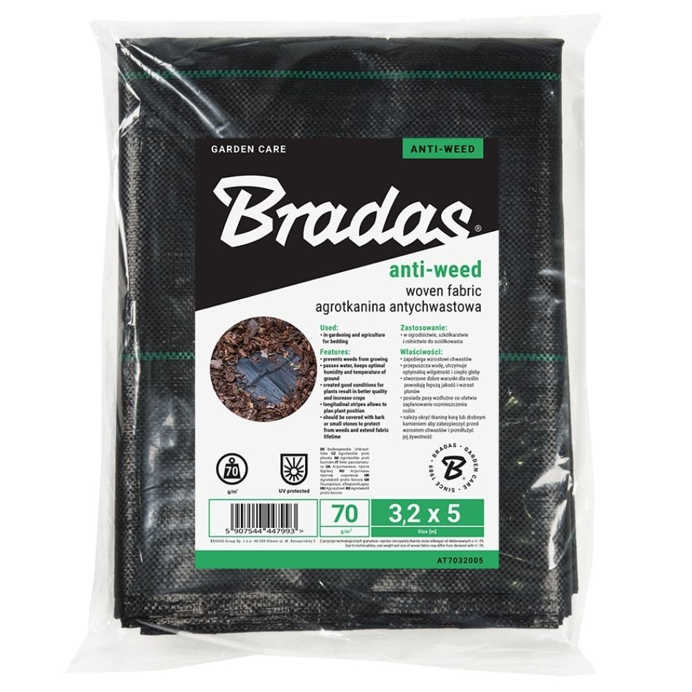 Agrotkanina 70G Czarna 1,6X10M Antychwastowa Bradas At7016010/C