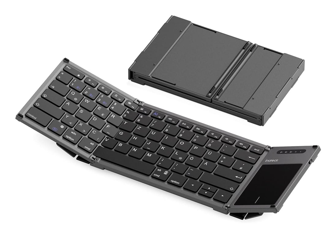 Inateck KB06101_STEEL GRAY klawiatura Dom RF Wireless + Bluetooth QWERTZ Angielski Czarny