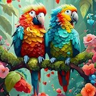 Diamentowa mozaika Dwie kolorowe papugi na gałęzi 30x40cm 2001367