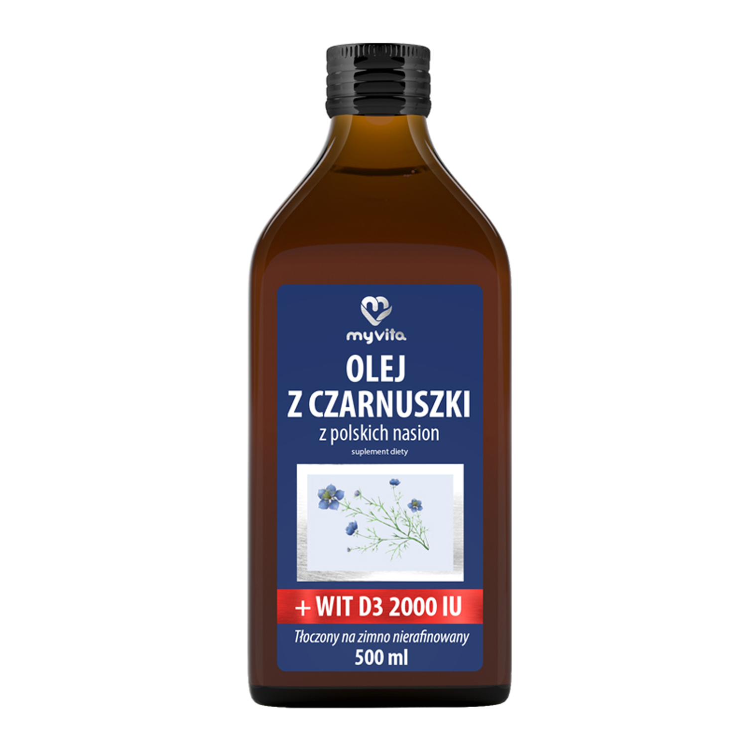 Olej z Czarnuszki z Witaminą D3, MyVita, 500ml