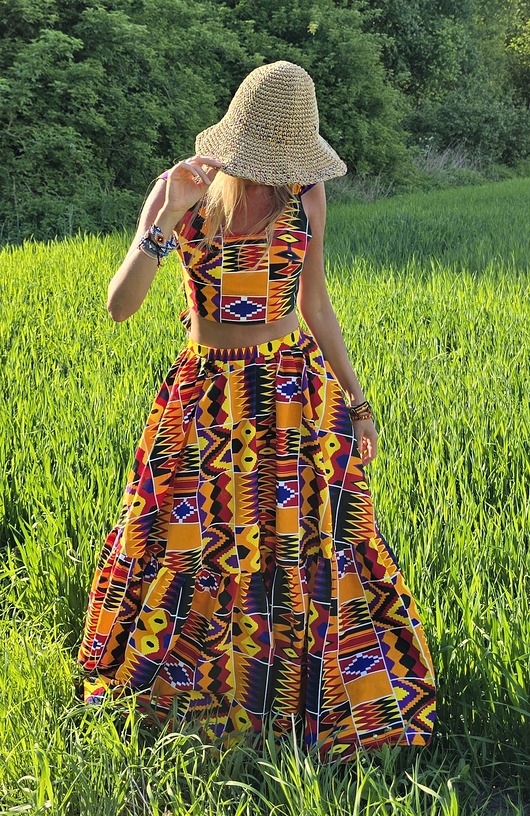 Spódnica i top afrykański komplet etniczny energetyczny