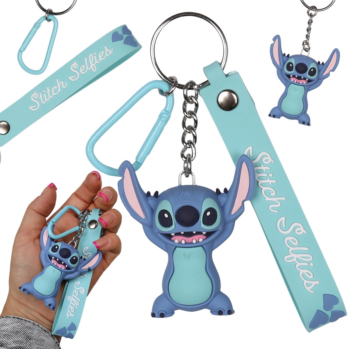 Disney Stitch BRELOCZEK do torebki Z FIGURKĄ, brelok Z KARABIŃCZYKIEM do kluczy