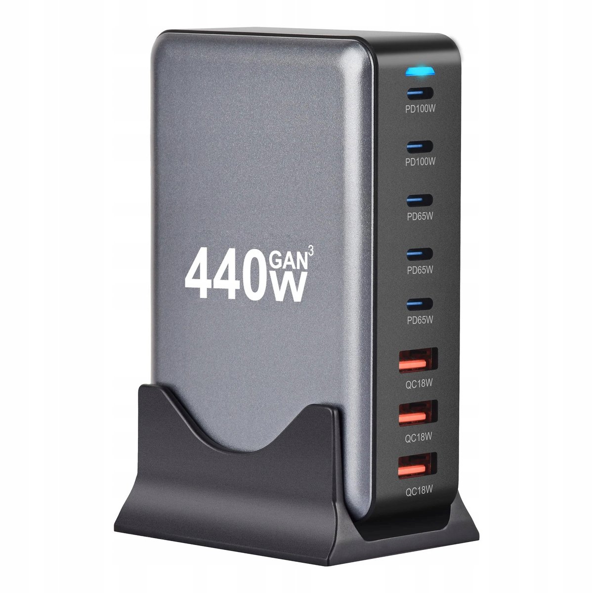 Ładowarka Gan 440W 8W1 Usb-C Pd Qc 3.0 Z Podstawką