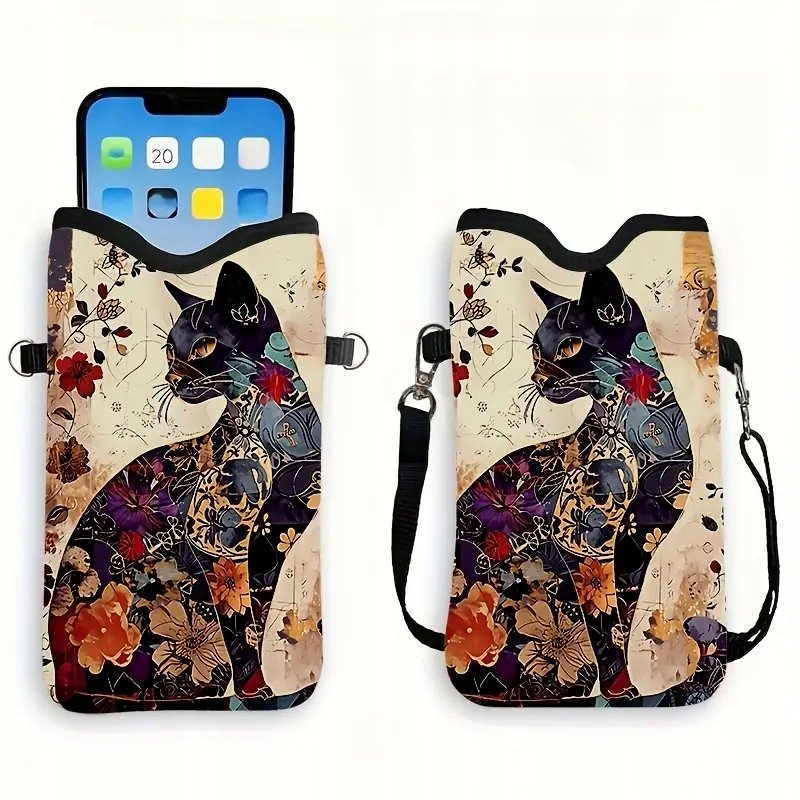 Torebka case na telefon na ramię szyję kot boho artystyczna dla kociary