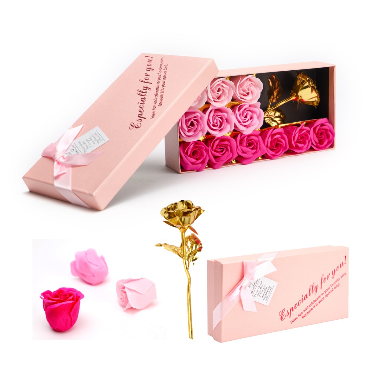 Róża Mydlana Flower Box Róże Pachnące Do Kąpieli 12 Szt Róża Złota