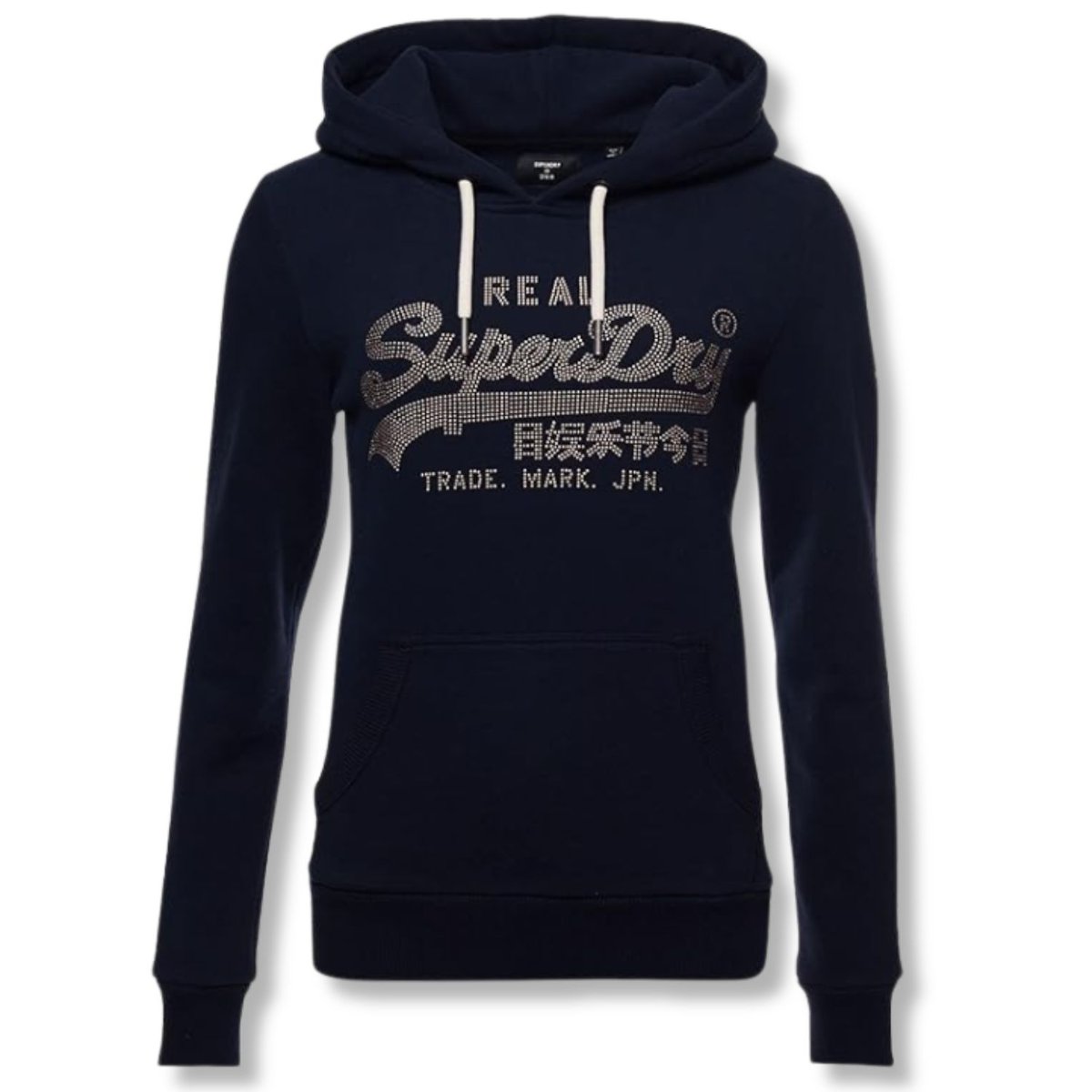Bluza damska Superdry Vl Boho Sparkle Hood z kapturem granatowa-S