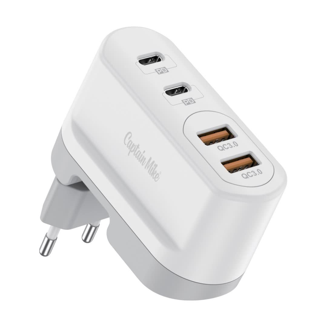 Przenośna, składana ładowarka sieciowa 2x USB + 2x USB type-C PD 40W / QC 18W