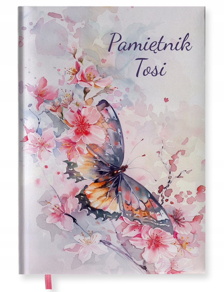 PAMIĘTNIK/Notes książkowy z imieniem B5 BIAŁY MILA MOTYLE personalizacja UV