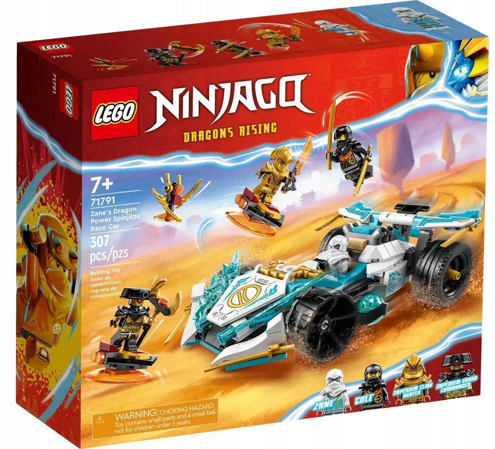 LEGO Ninjago Samochód wyścigowy Spinjitzu smoka Zane + Bitwa Kaia i Raptona