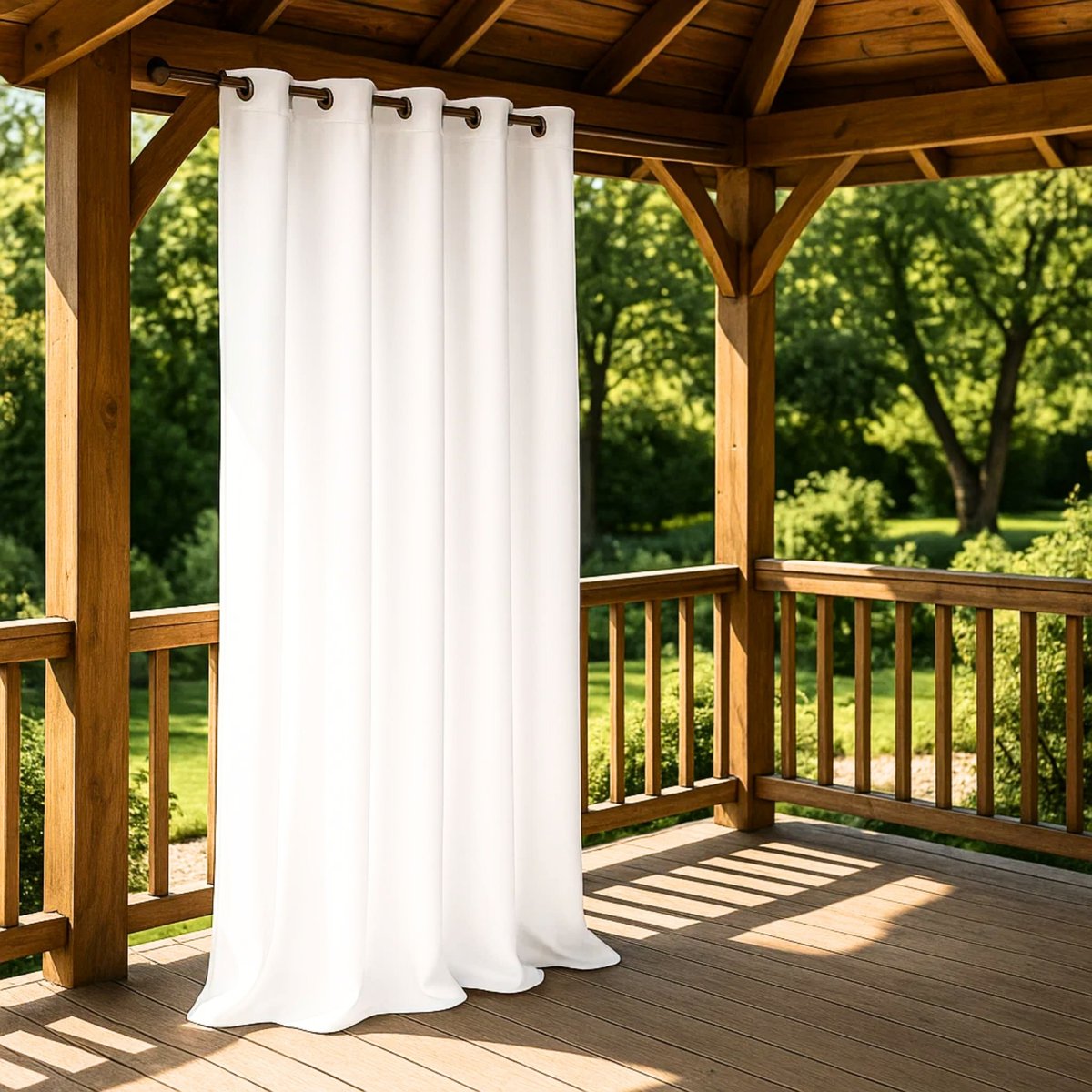 Biała Jasna Zasłona Tarasowa 140x250 Na Przelotkach Wodoodporna GAIA