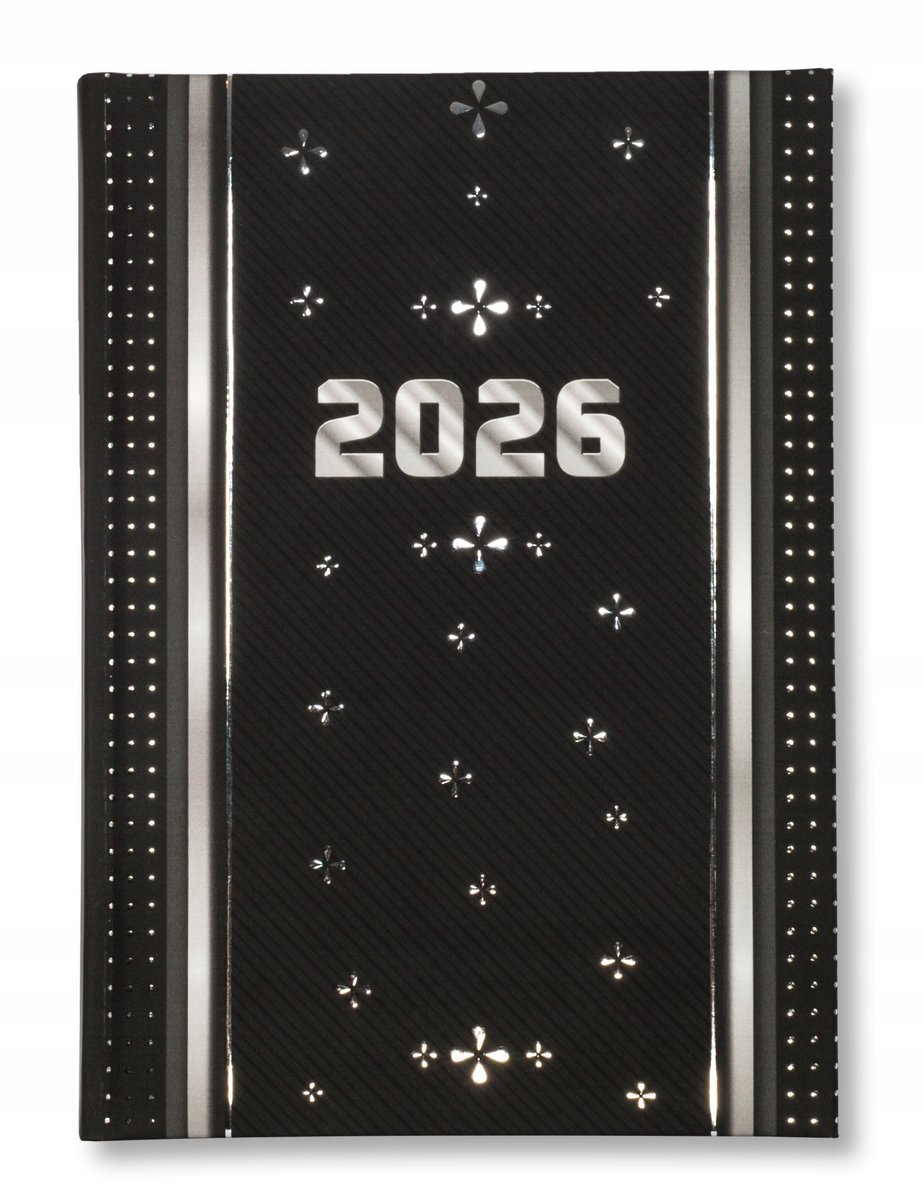 KALENDARZ książkowy A5 terminarz DZIENNY 2026 GWIAZDKI SILVER