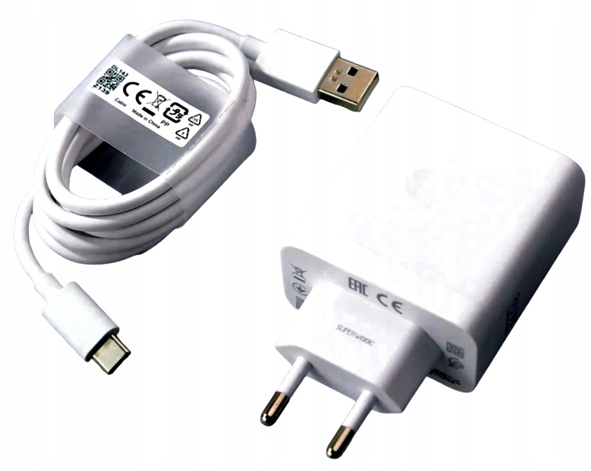 Ładowarka 80W Supervooc Kostka Do Oppo Wraz Z 2Szt Dedykowanymi Kablami 80W