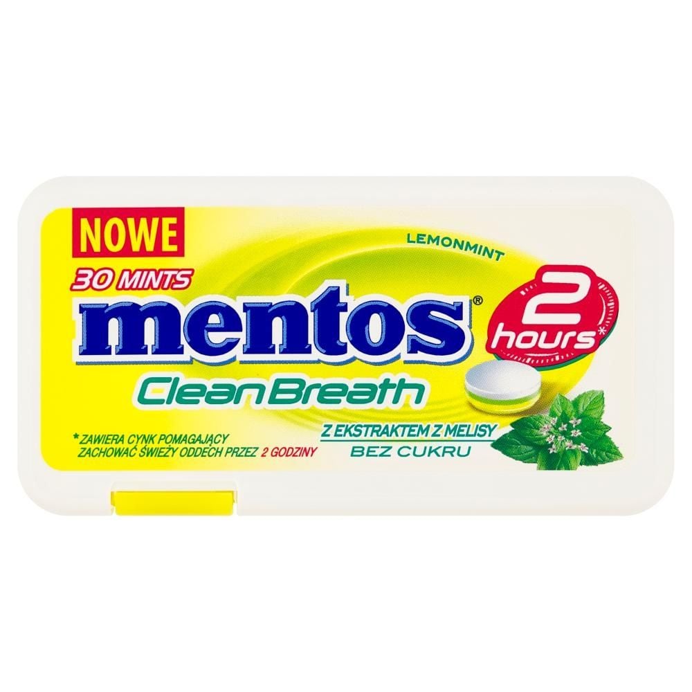 Mentos CleanBreath Lemon Mint Odświeżające pastylki bez cukru 21 g