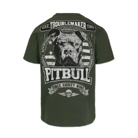 Pit Bull T-shirt Koszulka Męska Troublemaker Old Green