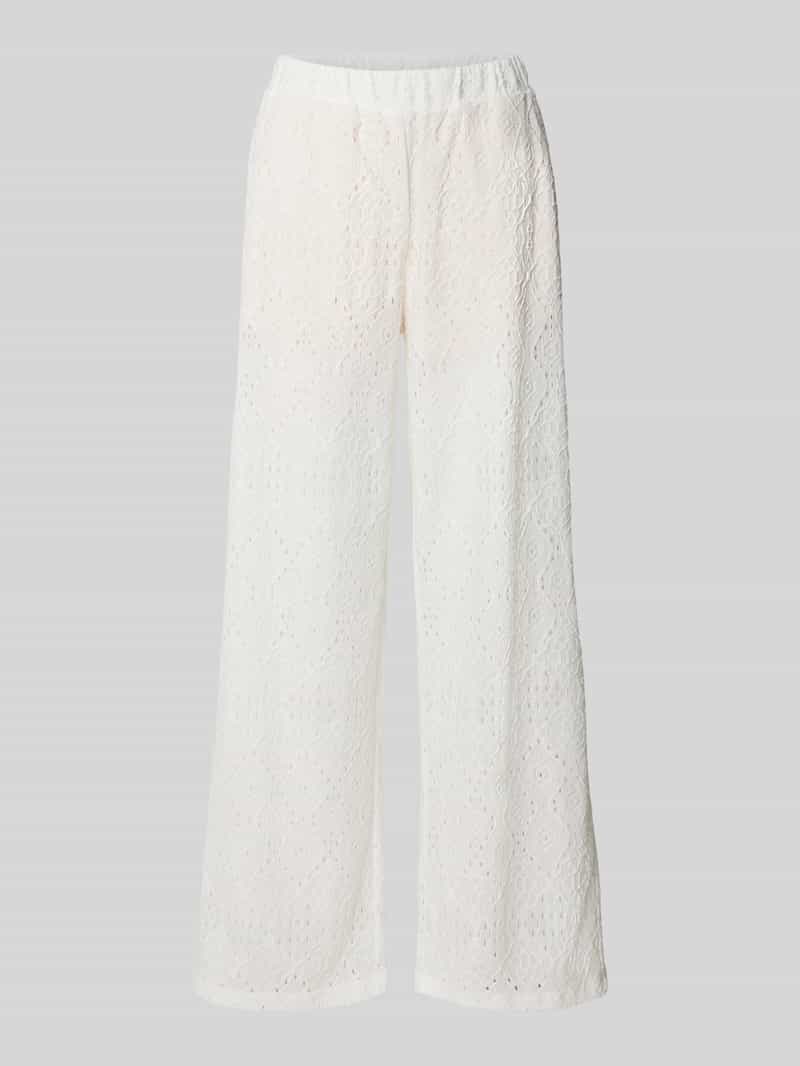 Spodnie materiałowe z szeroką nogawką z haftem angielskim