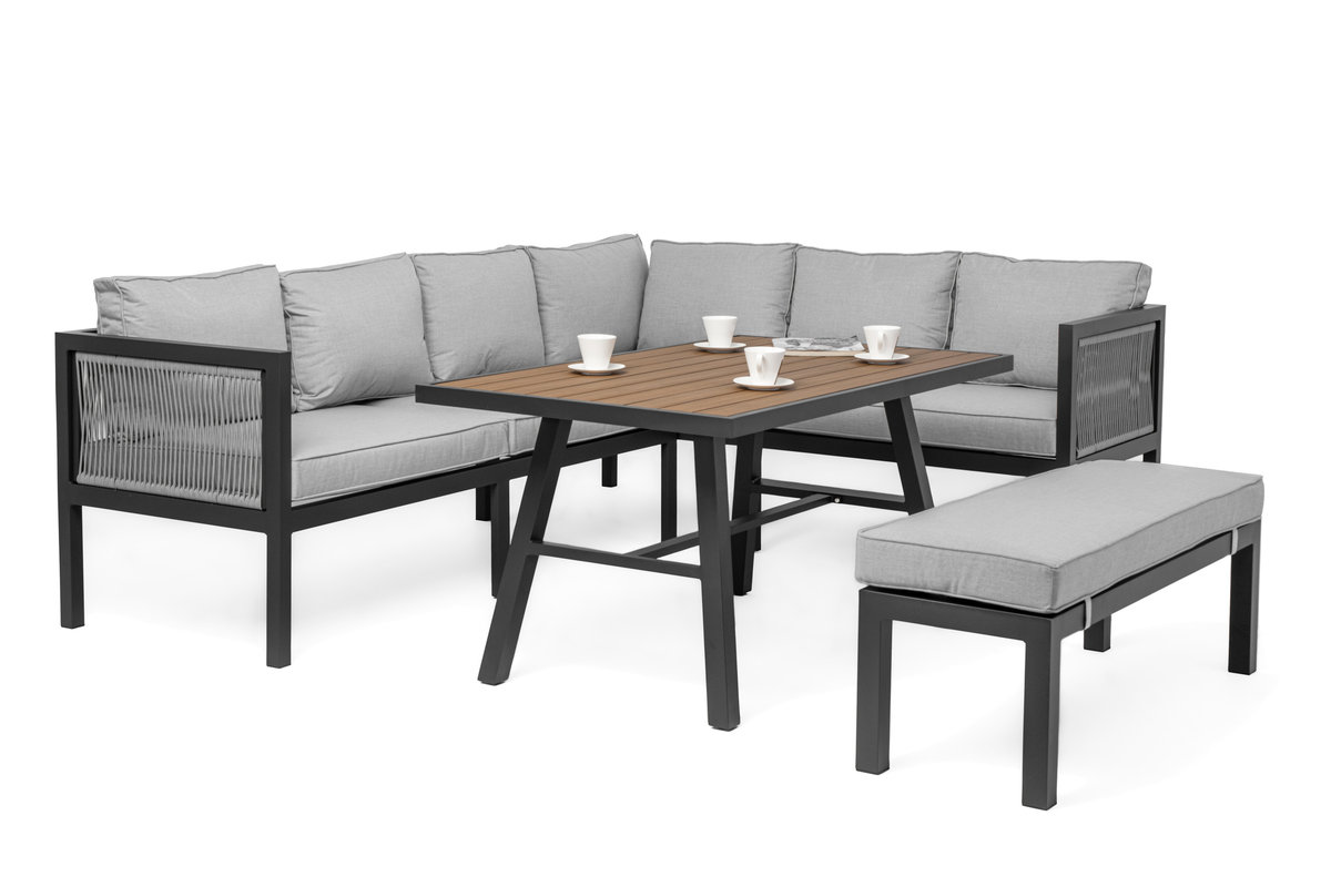 Meble ogrodowe narożnik nowoczesny aluminium PORTOFINO szary lewy