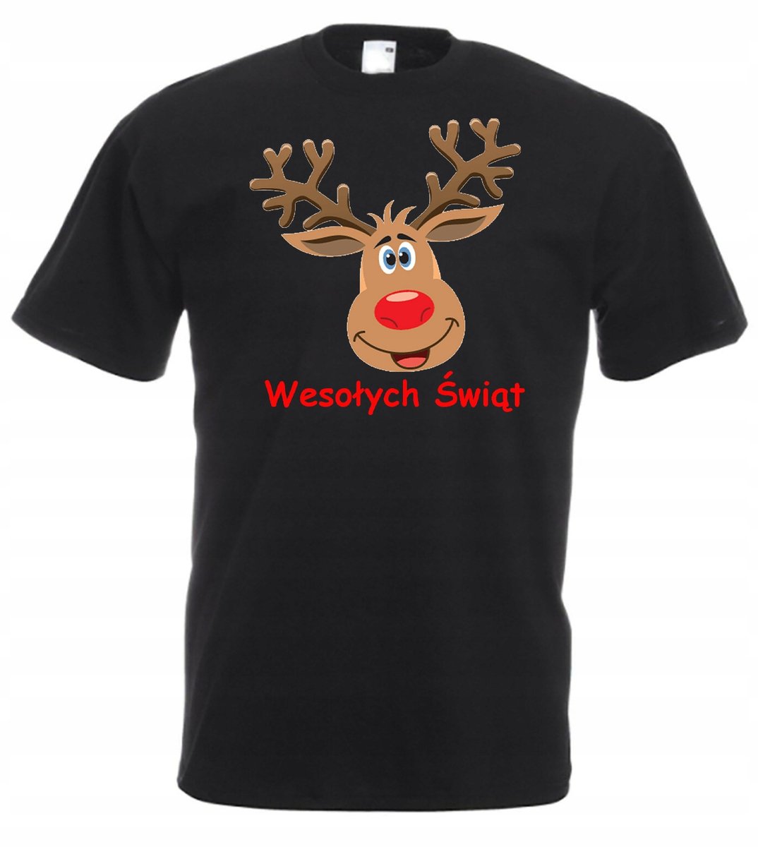 KOSZULKA CZARNA ŚWIĄTECZNA MIKOŁAJA RENIFER XS