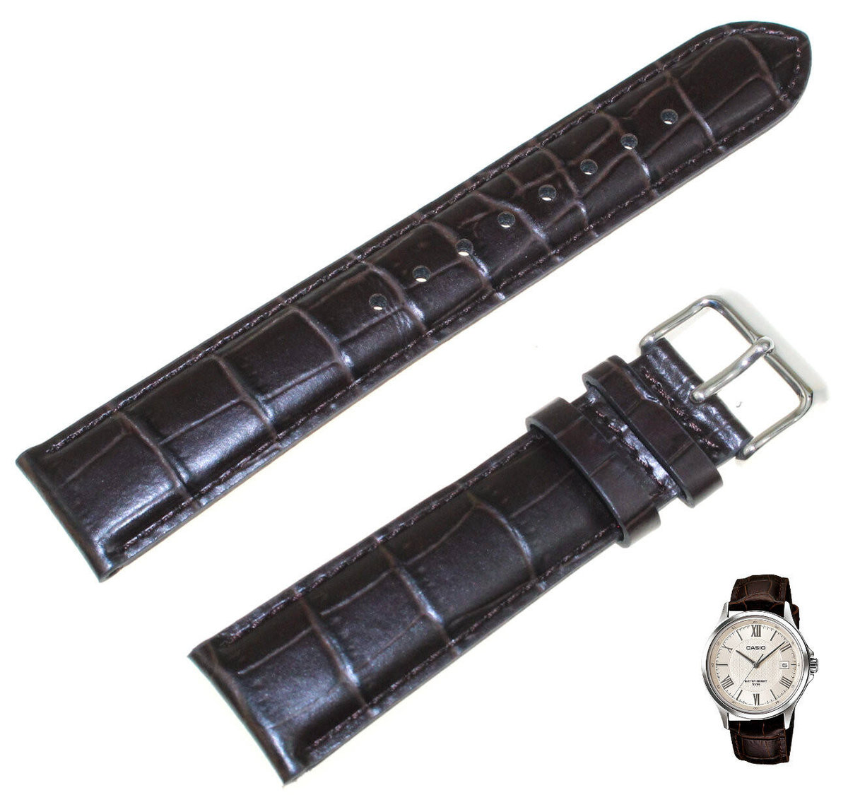 Skórzany pasek do zegarka Casio MTP-1383 brązowy 20 mm