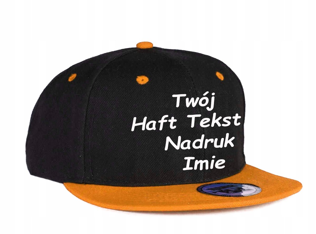 CZAPKA PROSTY DASZEK HAFT LOGO Z NAPISEM NADRUKIEM