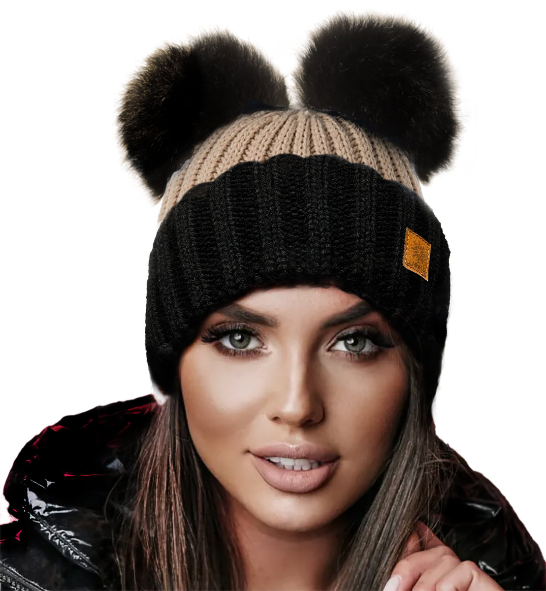 Zimowa CZAPKA CIEPŁA z dwoma pomponami Woolk