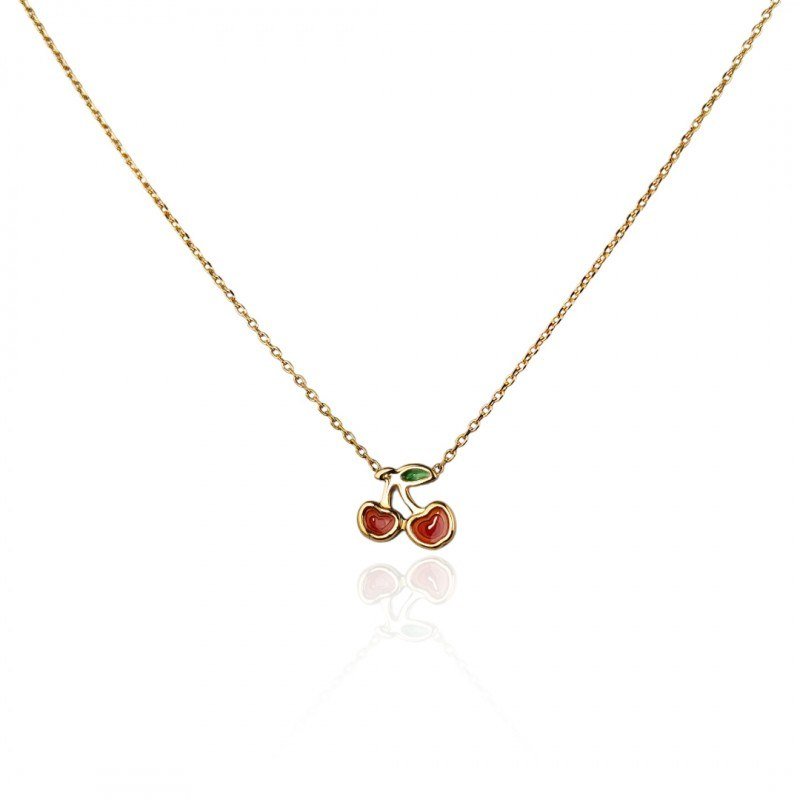 Naszyjnik stal szlachetna pozłacana 14k złotem WISIENKI NST2190