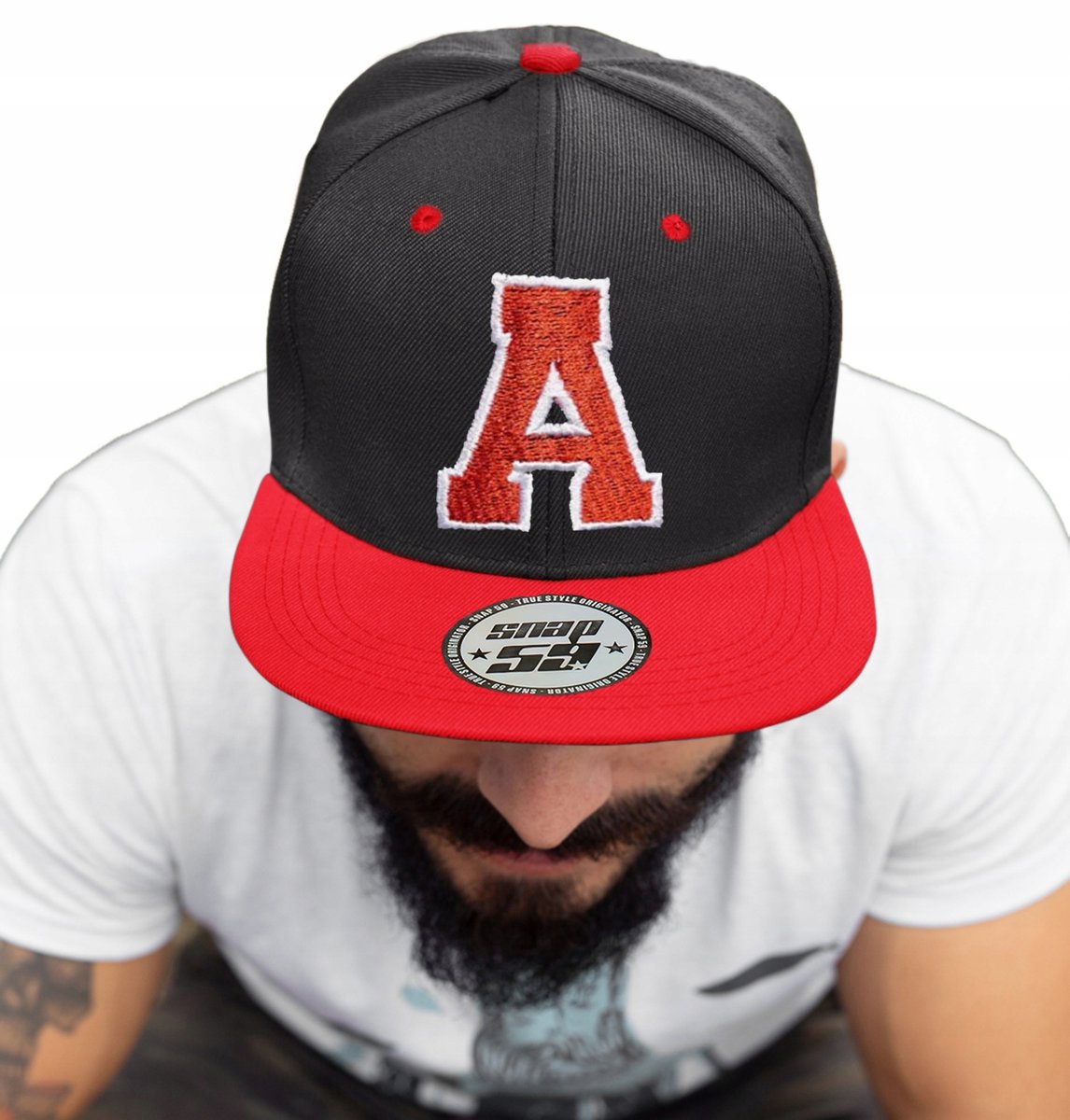 CZAPKA PROSTY DASZEK AMERICAN TWILL LITERA A HAFT