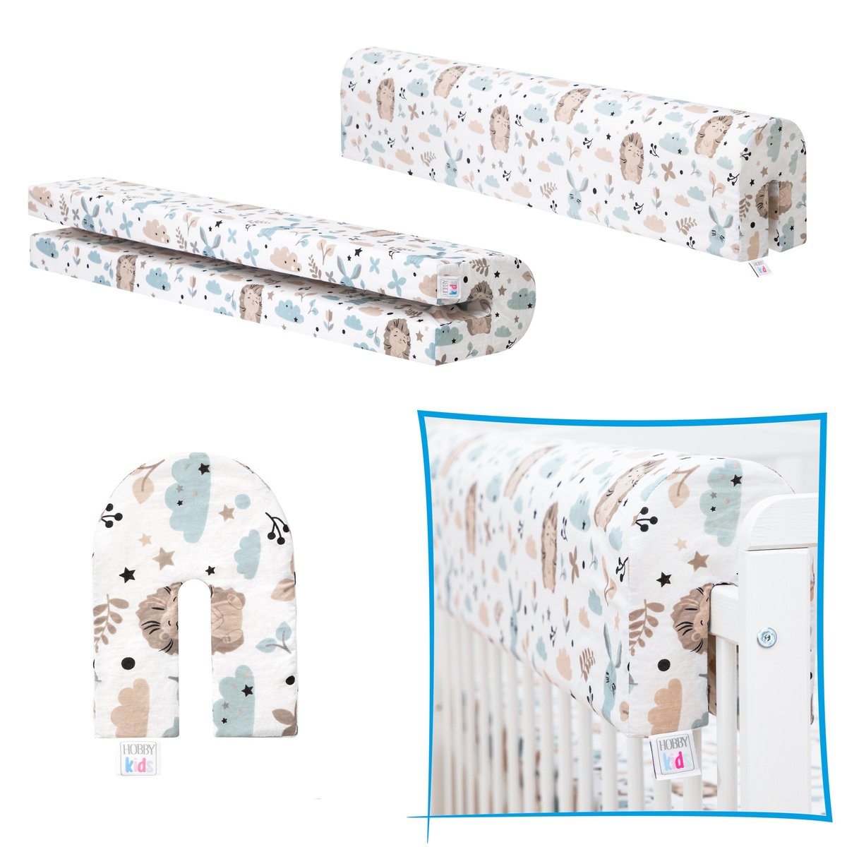 Ochraniacz do łóżeczka na barierkę - Ochraniacz piankowy i z bawełny 50 cm