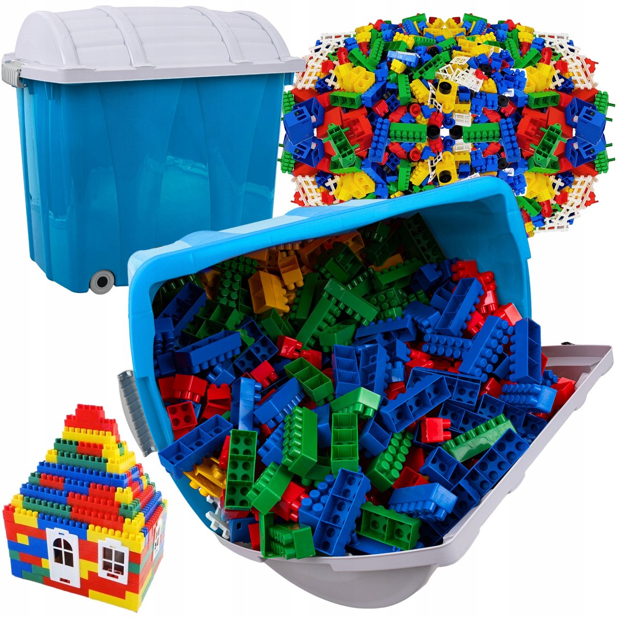 Klocki Konstrukcyjne W Pojemniku Kuferku Polskie Duże 1000 Elementów