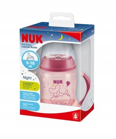 NUK ZE-102 Zestaw FC Butelka 150ml z uchwytami NIGHT+ustnik silikonowy niek