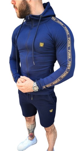 Komplet męski granatowy bluza + spodenki Furia