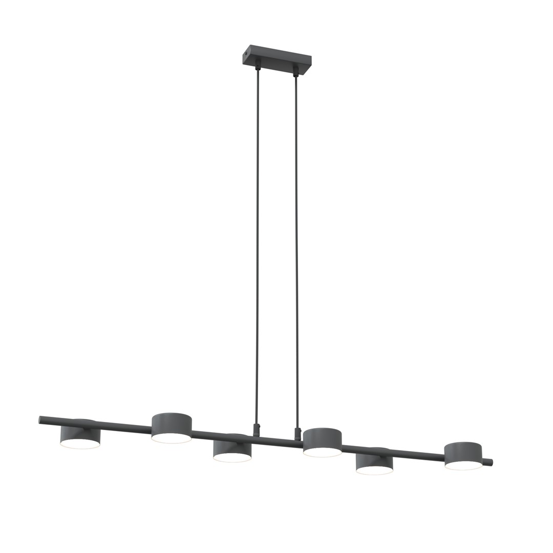 Lampa wisząca, czarna listwa z żarówkami 1440/6 z serii SORA 6 BL