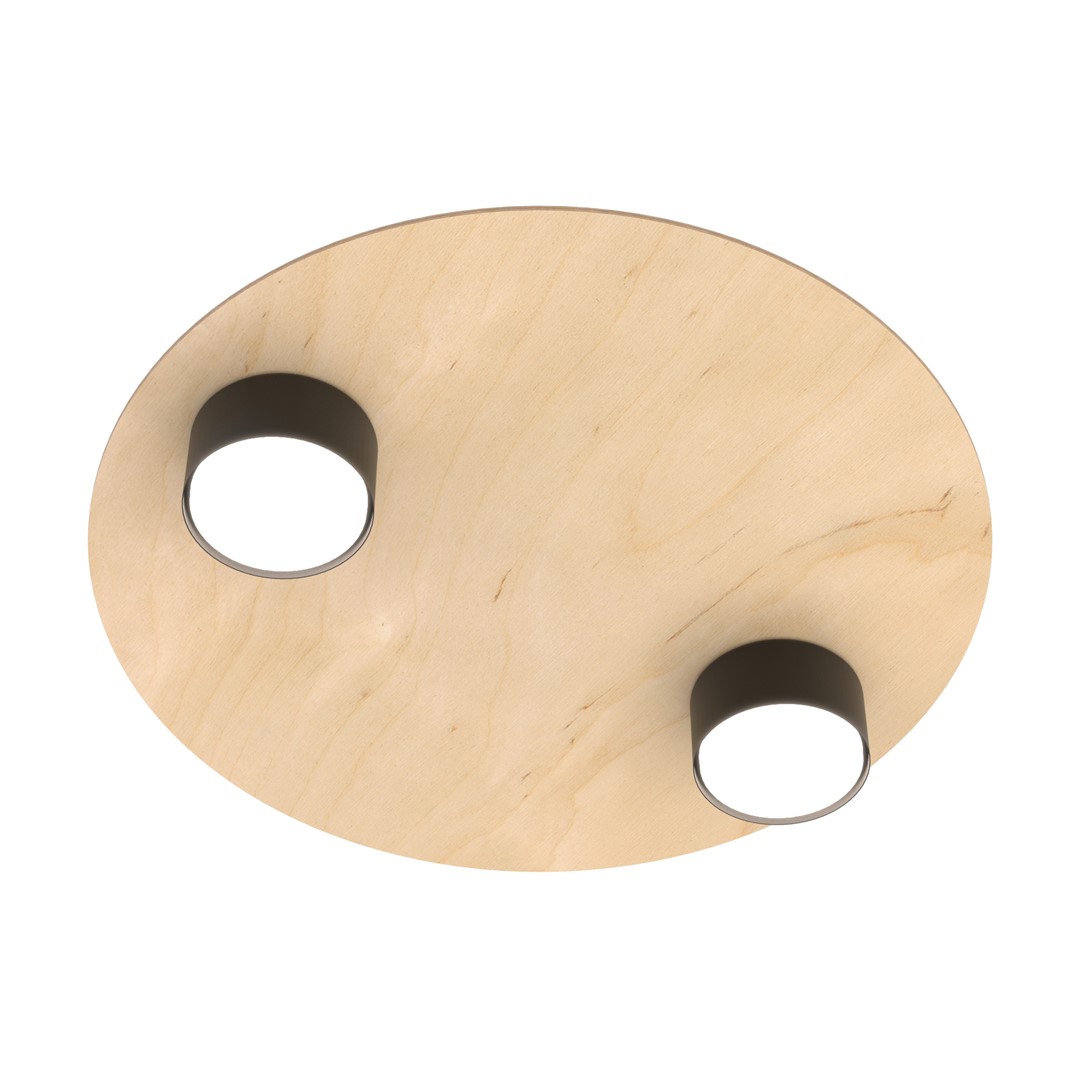 Lampa sufitowa na dwie żarówki GX53, drewno 1443/2 z serii PIXO 2 BL