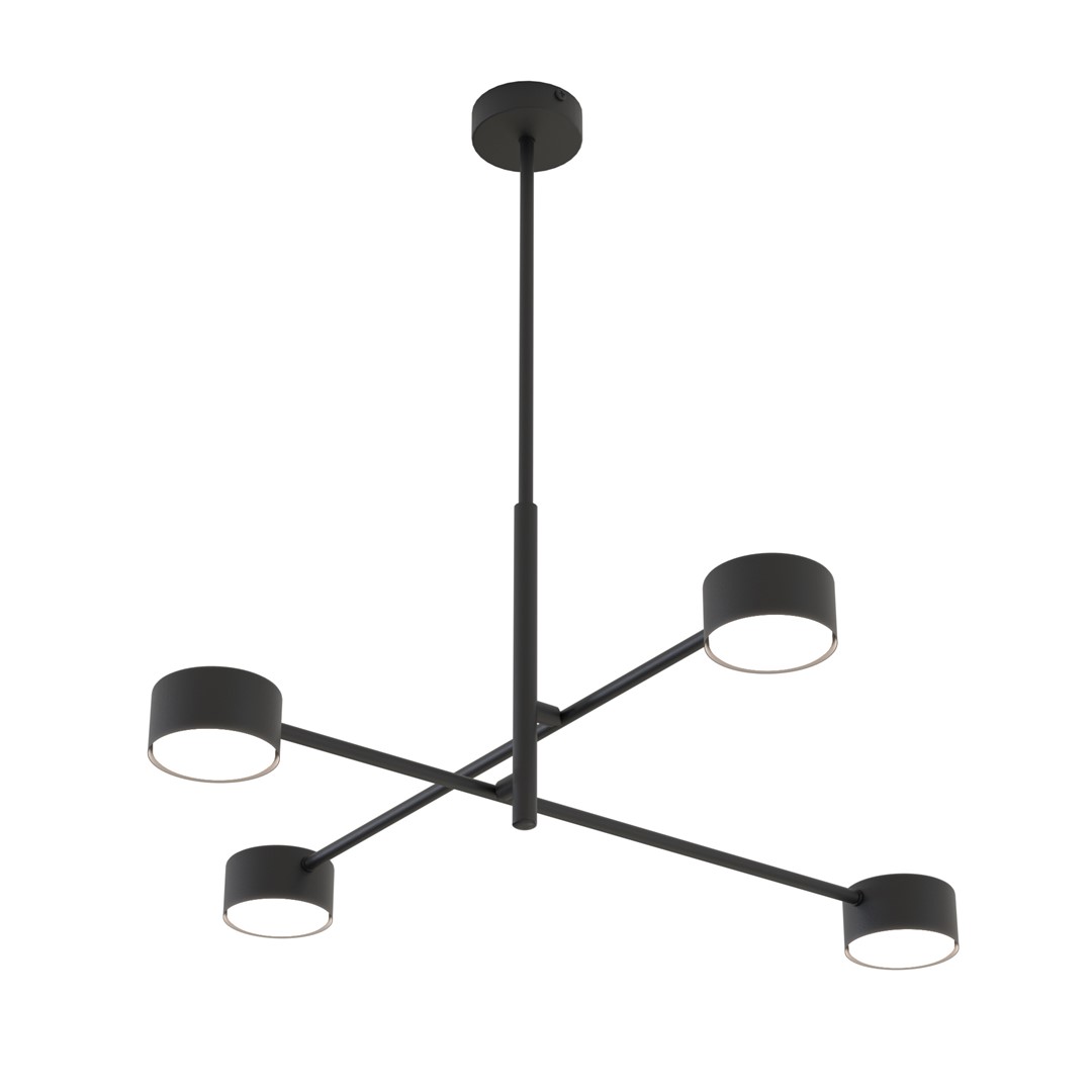 Czarna lampa sufitowa, skrzyżowane ramiona 1444/4 z serii NATSU 4 BL